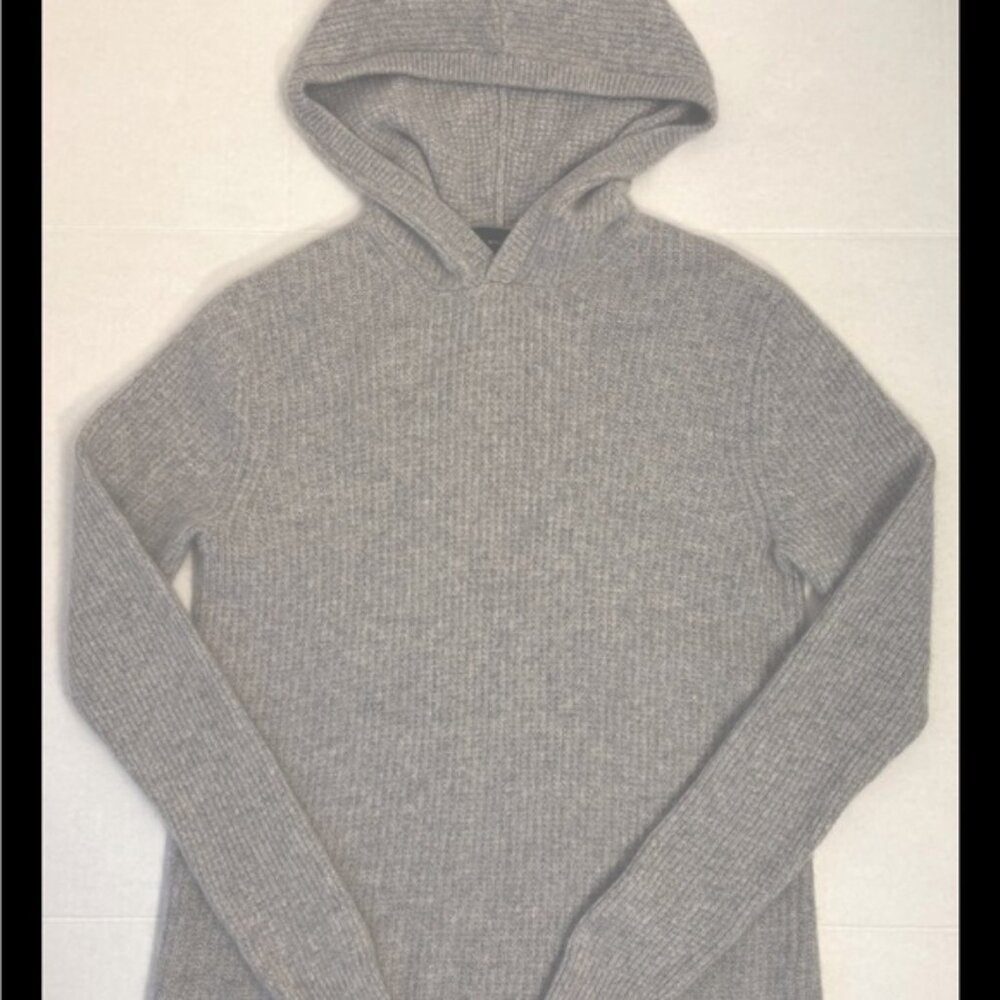 VINCE 100% Cashmere Sweater With Hoodie Long Sleeve Heather Gray S Cozy Soft